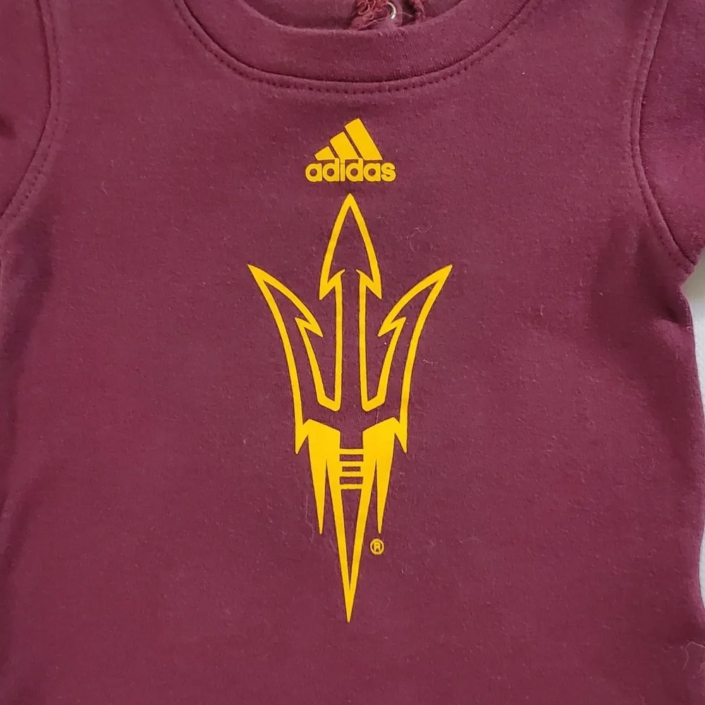 K1401 * Adidas Boys Arizona State Sun Devils Bodysuit Burgundy Size 12M